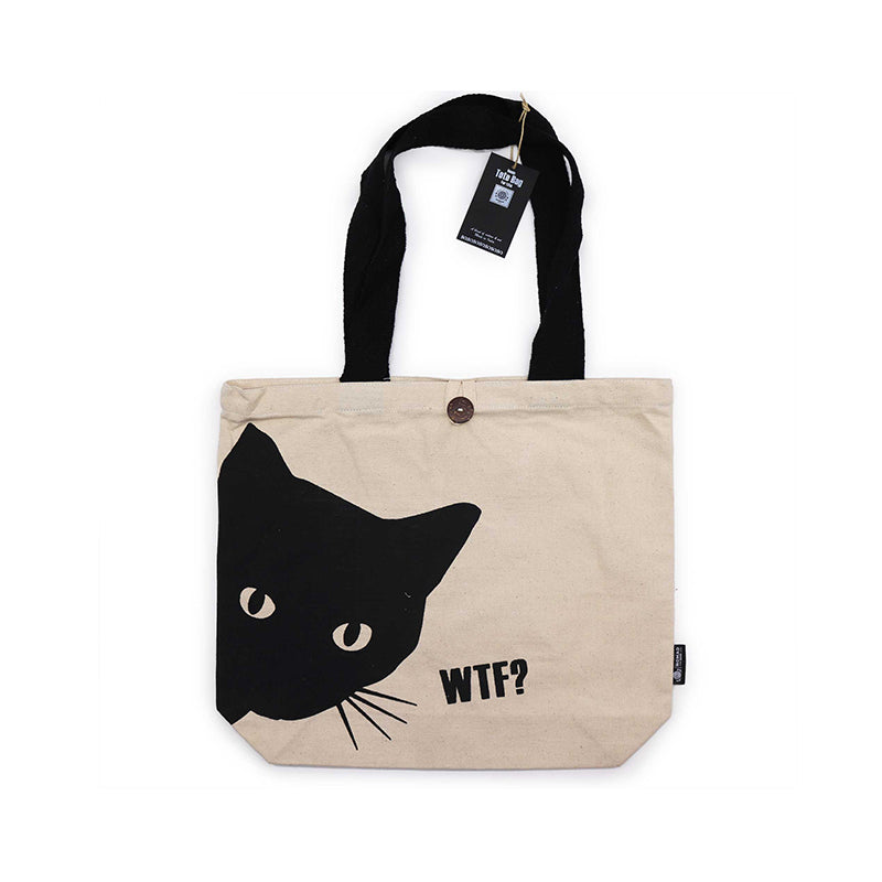 Cotton Black Cat Tote Bag
