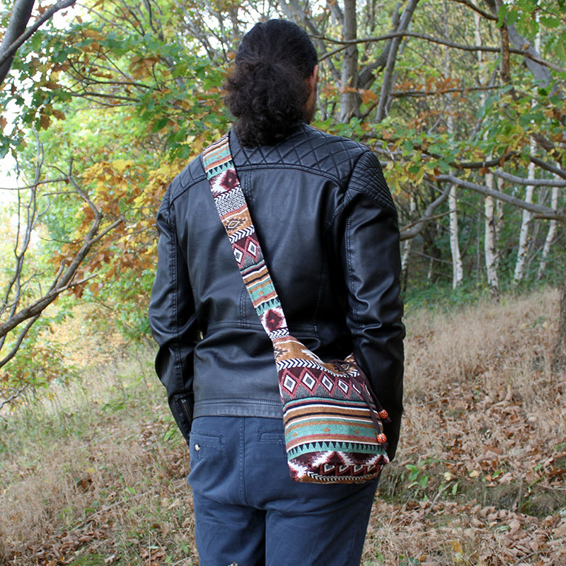 Cotton Chocolate Jacquard Sling Bag
