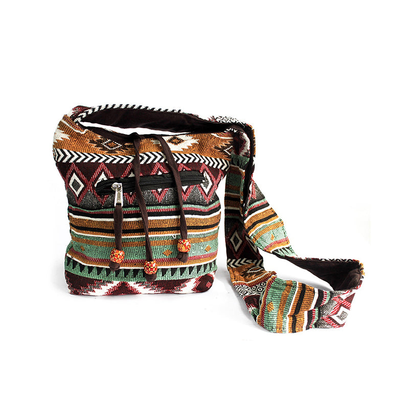 Cotton Chocolate Jacquard Sling Bag