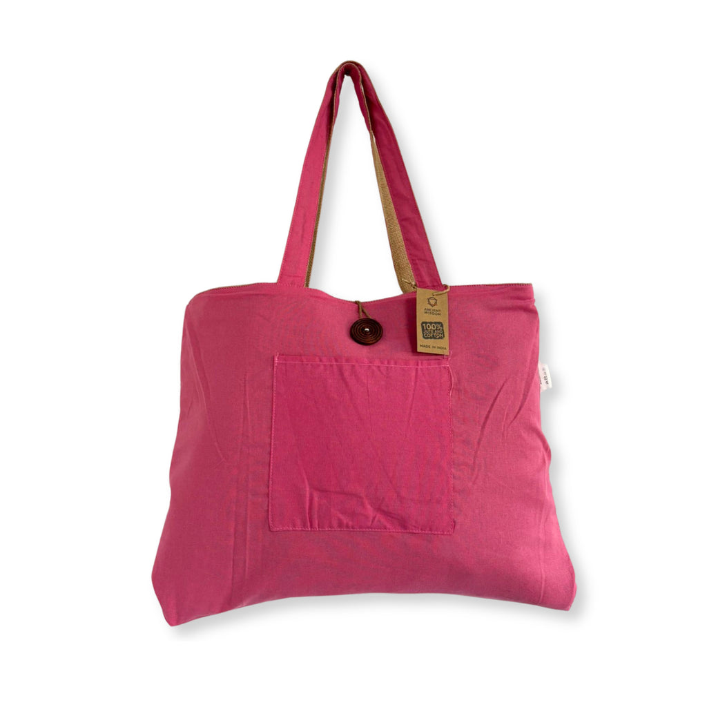 Jute & Cotton Reversible Big Bag - Pink
