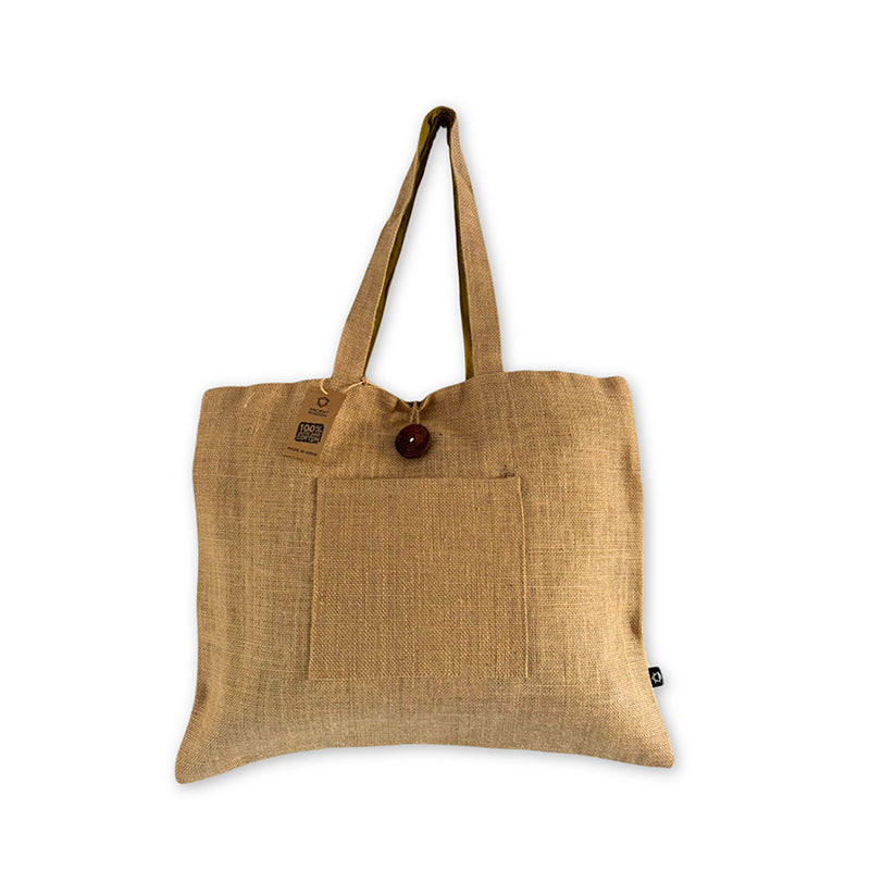 Jute & Cotton Reversible Big Bag - Pistachio